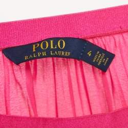 Pre Owned Polo Ralph Lauren Pink Plisse Crepe Midi Skirt S