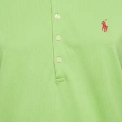 Polo Ralph Lauren Line Green Logo Embroidered Pique Polo T-Shirt XL