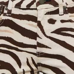 Pre Owned Polo Ralph Lauren Brown Zebra Print Denim Tompkins Skinny Jeans M Waist 27"