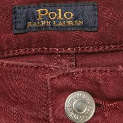 Pre Owned Polo Ralph Lauren Burgundy Cotton Tompkins Skinny High Rise Jeans S Waist 26"