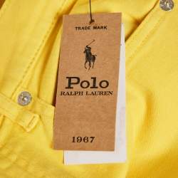 Pre Owned Polo Ralph Lauren Yellow Denim Tompkins Skinny Jeans M Waist 28"