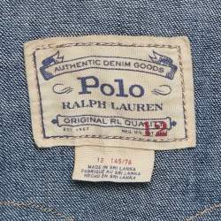 Pre Owned Polo Ralph Lauren Blue Embroidered Denim Shirt Dress XS