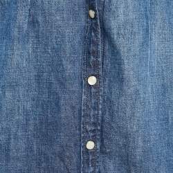 Pre Owned Polo Ralph Lauren Blue Embroidered Denim Shirt Dress XS