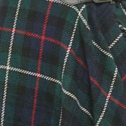 مملوكة مسبقًا تنورة تغليف بولو رالف لورين قماش صوف مربعات مخططة منقطة باللون الأخضر بمقاس متوسط - ميديم