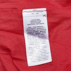 Pre Owned Polo Ralph Lauren Red Block Print Cotton Gauze Maxi Skirt M