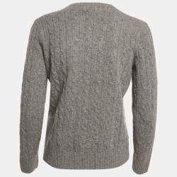 مملوكة مسبقًا Polo Ralph Lauren Grey Cable Knit Wool Classic Sweater L