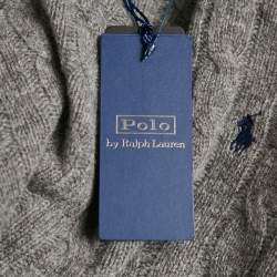 مملوكة مسبقًا Polo Ralph Lauren Grey Cable Knit Wool Classic Sweater L