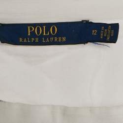 Pre Owned Polo Ralph Lauren White Lace Trim Cotton Tiered Midi Skirt L