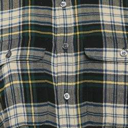 Pre Owned Polo Ralph Lauren Green Checks Cotton Midi Shirt Dress M