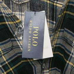 Pre Owned Polo Ralph Lauren Green Checks Cotton Midi Shirt Dress M