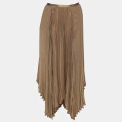 Pre Owned تنورة ميدي بولو رالف لورين جورجيت كاكي مقاس صغير - سمول