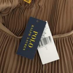 Pre Owned تنورة ميدي بولو رالف لورين جورجيت كاكي مقاس صغير - سمول