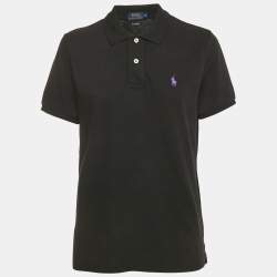 Pre Owned Polo Ralph Lauren Black Cotton Pique Skinny Polo T-Shirt XL
