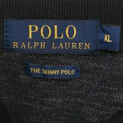 Pre Owned Polo Ralph Lauren Black Cotton Pique Skinny Polo T-Shirt XL