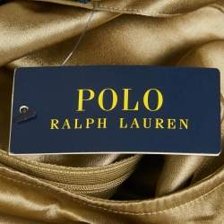 مملوكة مسبقًا Polo Ralph Lauren Brown Satin Ruched Midi Skirt M