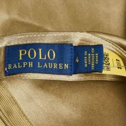Pre Owned Polo Ralph Lauren Brown Satin Ruche Midi Skirt S