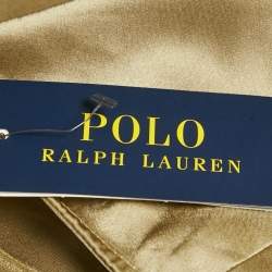 Pre Owned Polo Ralph Lauren Brown Satin Ruche Midi Skirt S