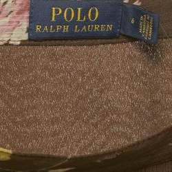 Pre Owned Polo Ralph Lauren Brown Floral Print Chiffon Ruffled Midi Skirt M