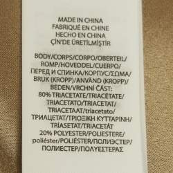 Pre Owned Polo Ralph Lauren Gold Satin Ruched Slit Detail Midi Skirt S