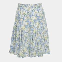 Pre Owned Polo Ralph Lauren Multicolor Floral Printed Crepe Wrap Mini Skirt S