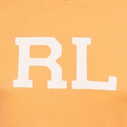 Pre Owned Polo Ralph Lauren Orange Logo Print Jersey T-Shirt XS