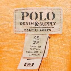 Pre Owned Polo Ralph Lauren Orange Logo Print Jersey T-Shirt XS