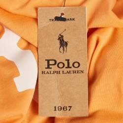 Pre Owned Polo Ralph Lauren Orange Logo Print Jersey T-Shirt XS