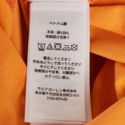 Pre Owned Polo Ralph Lauren Orange Logo Print Jersey T-Shirt XS