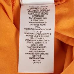 Pre Owned Polo Ralph Lauren Orange Logo Print Jersey T-Shirt XS