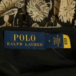 Pre Owned Polo Ralph Lauren Black Floral Print Chiffon One-Shoulder Top M