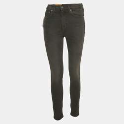 Pre Owned Polo Ralph Lauren Black Denim Tompkins Skinny High Rise Ankle Jeans S Waist 26"