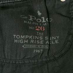 Pre Owned Polo Ralph Lauren Black Denim Tompkins Skinny High Rise Ankle Jeans S Waist 26"