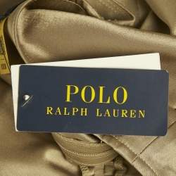 Pre Owned Polo Ralph Lauren Brown Satin Ruched Midi Skirt M