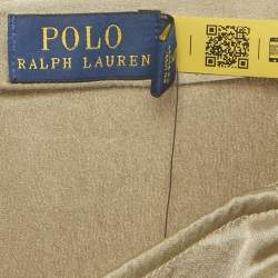 Pre Owned Polo Ralph Lauren Brown Satin Ruched Midi Skirt M