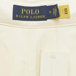 Pre Owned Polo Ralph Lauren Cream Satin Wide-Leg Trousers L