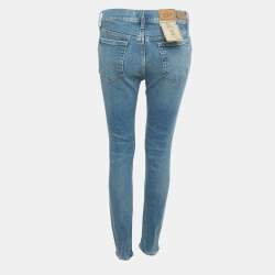 Pre Owned Polo Ralph Lauren Blue Denim The Tompkins Mid Rise Skinny Jeans M/Waist 28"