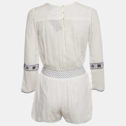 Pre Owned Polo Ralph Lauren White Embroidered Cotton Playsuit L