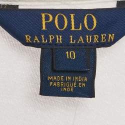 Pre Owned Polo Ralph Lauren White Embroidered Cotton Playsuit L