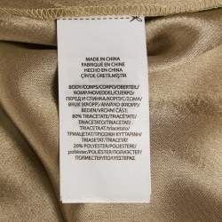 Pre Owned Polo Ralph Lauren Brown Satin Ruched Midi Skirt M