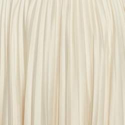 Pre Owned Polo Ralph Lauren Beige Satin Plisse Asymmetric Midi Skirt L