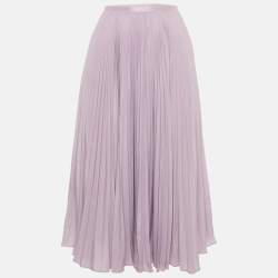 Pre Owned Polo Ralph Lauren Lavender Plisse Midi Skirt M