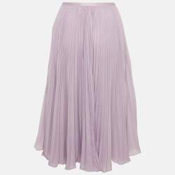 Pre Owned Polo Ralph Lauren Lavender Plisse Midi Skirt M