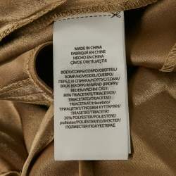Pre Owned Polo Ralph Lauren Brown Satin Ruched Midi Skirt L