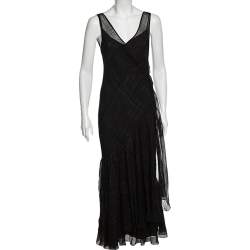 Pre Owned Polo Ralph Lauren Multicolor Silk Ruffled Sleeveless Maxi Dress S