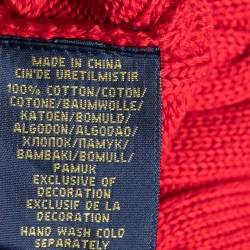Pre Owned Polo Ralph Lauren Red Cotton Knit Kimberly V-Neck Sweater L