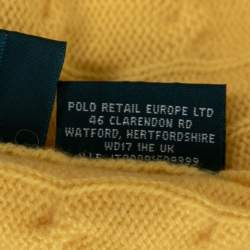 Pre Owned Polo Ralph Lauren Yellow Cable Knit Cashmere Round Neck Sweater M
