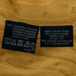 Pre Owned Polo Ralph Lauren Yellow Cable Knit Cashmere Round Neck Sweater M