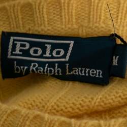 Pre Owned Polo Ralph Lauren Yellow Cable Knit Cashmere Round Neck Sweater M