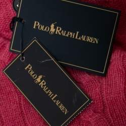 Pre Owned Polo Ralph Lauren Pink Cable Knit Cashmere Long Sleeve Jumper XL
