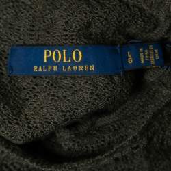 Pre Owned Polo Ralph Lauren Olive Green Merino Wool Knitted Midi Dress L